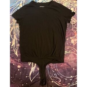 Calvin Klein Black Short Sleeve Tucked in Bodysuit, Small